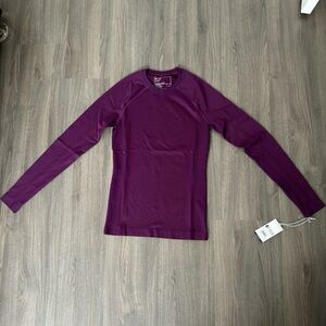 Figs Women’s Striped Salta Performance Underscrub in Deep Purple with Stripes